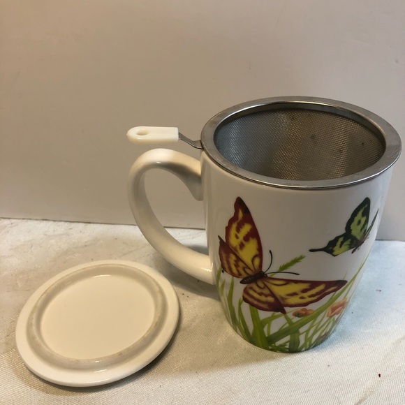 Teaopia Butterfly Cup Mug with infuser and lid loose tea - Picture 7 of 10